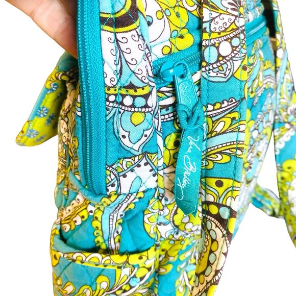 Vera Bradley Retired Peacock Green Small Quilted Backpack Vintage Paisley Purse - Picture 12 of 15